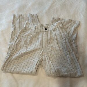 Striped Women’s Cream Pants with Gray Stripes